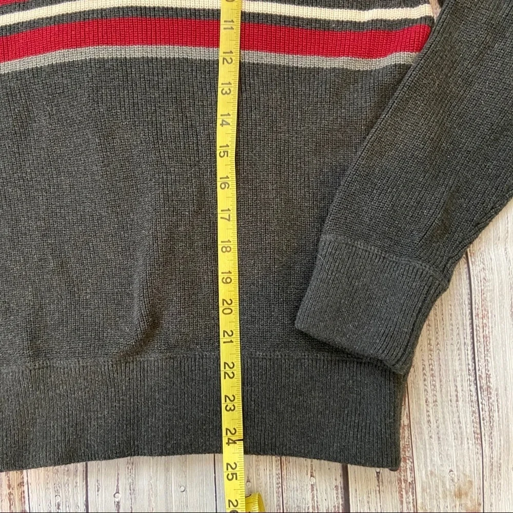 Eddie Bauer Striped Gray Half ZIP Sweater. Size Medium